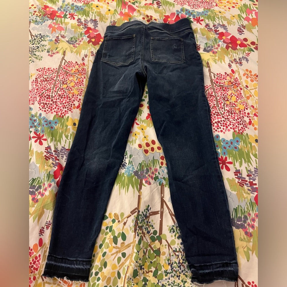 Spanx Womens Jeans Large Indigo L Stretch Denim Skinny Jeggings Distressed
